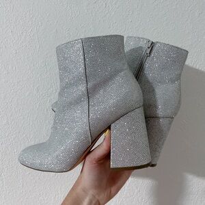 Silver Glitter Ankle Boots